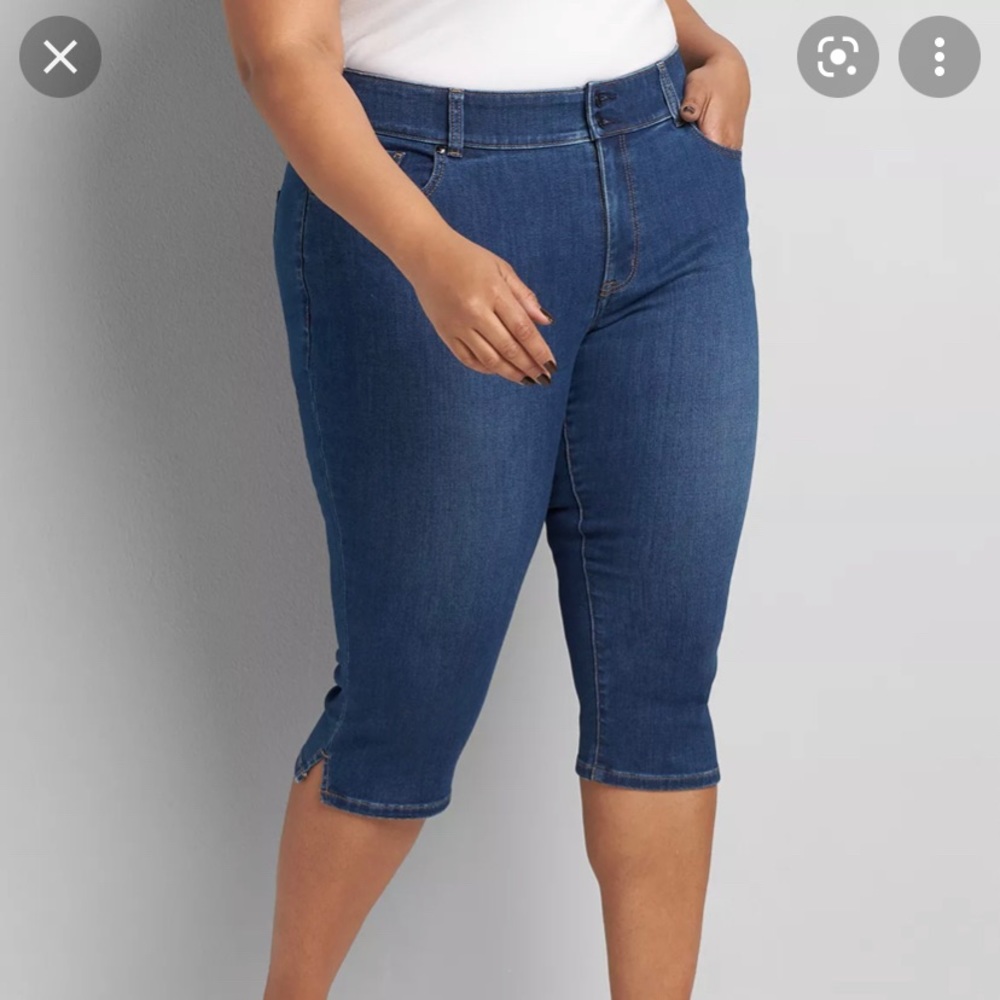 Lane Bryant Medium Wash High Rise Pedal Pusher Capri With Tighter Tummy Size 28